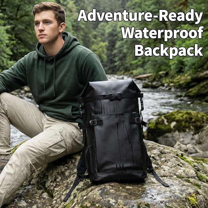 Waterproof Dry Bag,Heavy Duty Hiking Backpack Roll-Top Closure Bag for Kayaking, Hiking, Camping, Boating- Men/Women ﻿