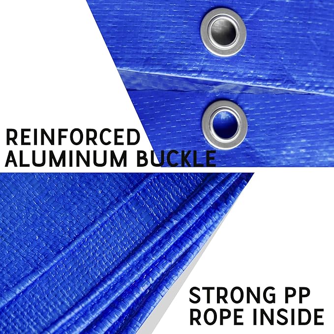 STARPYNG-7 Mil Blue 6x8 Feet Tarp-Multifunctional Blue Waterproof Tarpaulin-Waterproof, UV Resistant, Rip and Tear Resistant, Poly Tarpaulin with Reinforced Edges for Cover