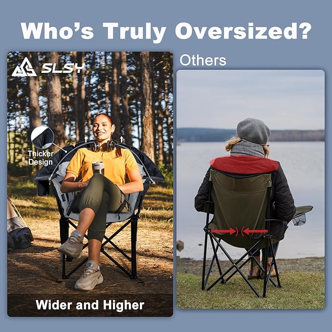 ABORON Oversized Heated Armrest Camping Chair, Portable Heated Folding Recliner Chair with 3 Heat Settings, Fully Padded Heavy Duty Chair Supports Up to 400 lbs, Perfect for Outdoor Adventures