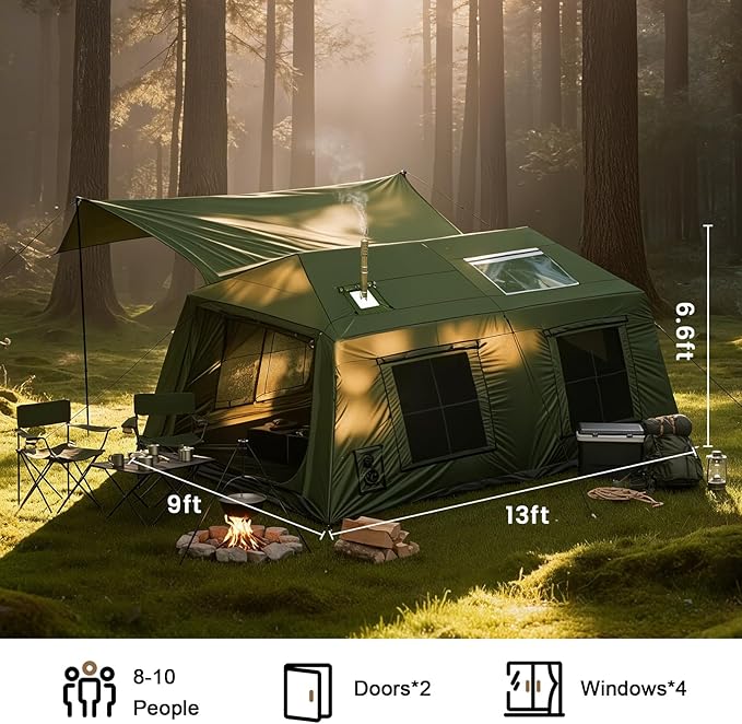 Inflatable Tents for Camping, Large Blow Up Tent with Hand Pump, Easy Setup InflatableTent 4 Season Tent, Waterproof Oxford Air Glamping Tents for Camping Adult 4/6/8/10/12 Person
