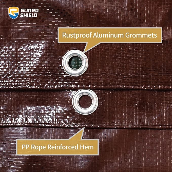GUARD SHIELD Brown/Green Tarp 10x12 Feet Medium Duty Outdoor Waterproof Multi Purpose Poly Tarps Cover 7mil (2-Pack)