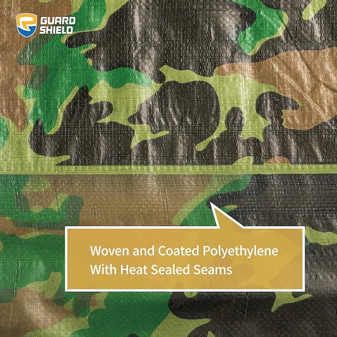 GUARD SHIELD Lightweight Camo Tarp Camouflage Tarps Waterproof 16x20 Feet Poly Cover 6mil