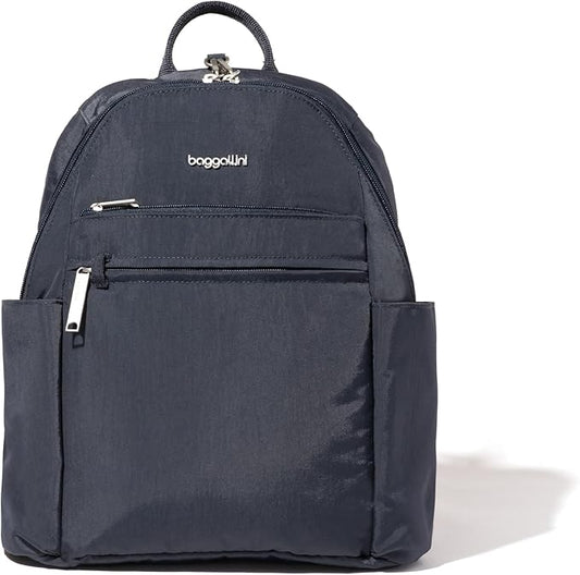 Baggallini Securtex® Anti-theft Vacation Travel Backpack 10x13 Slash-Resistant Nylon Daypack w/RFID, French Navy