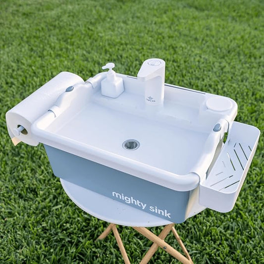Portable Sink: Patented Wash Station with Electronic Faucet | 2 Gallons | Easy Setup | Indoor & Outdoor Use | Ideal for Dishwashing, Camping Hygiene, Gardening, Pottery & More