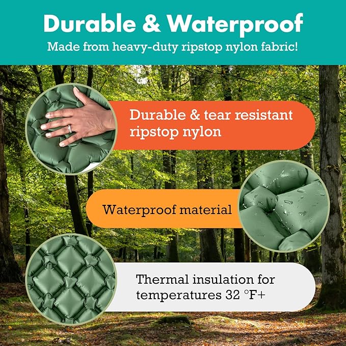 Ultralight Sleeping Mat - Inflatable & Compact Camping Air Mattress for Backpacking, Hiking