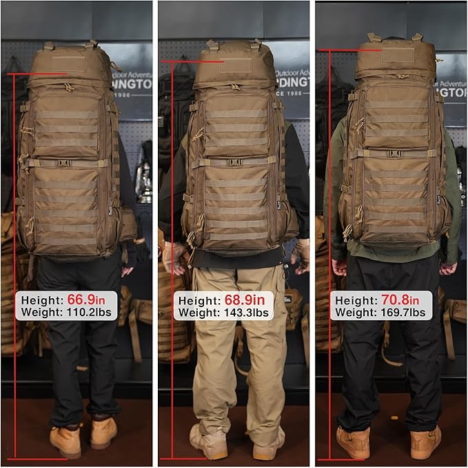 Mardingtop 75L Molle Hiking Internal Frame Backpacks with Rain Cover for Camping,Backpacking,Travelling(Ranger Green)