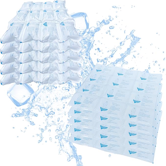 Reusable Ice Packs for Coolers - 10 Sheets(12 Large Ice Cells per Sheet) | Long-Lasting Cold Ice Packs for Shipping Frozen Food & Perishables | Freezer Packs for Lunch Boxes & Insulated Bags