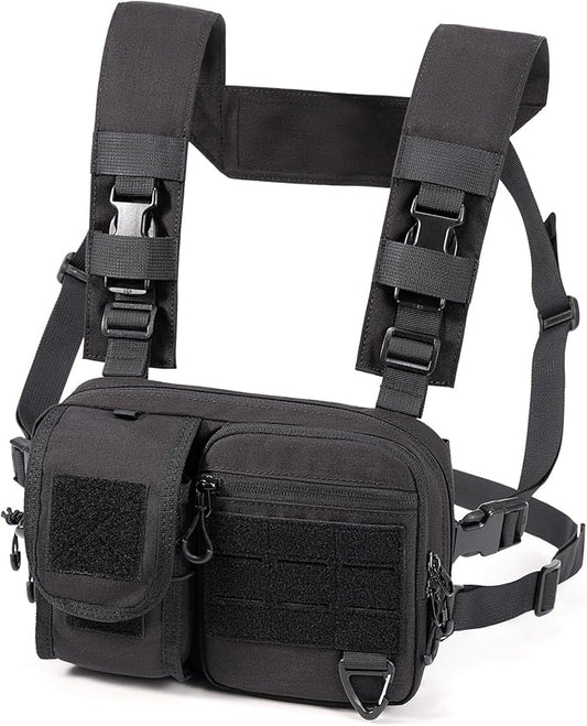 2-in-1 Convertible Chest Pack and Hydration Backpack with 2.5L Bladder, Hydration Vest for Women Men Outdoor Hiking Gravel Cycling Mountain Biking Running