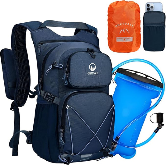Hydration Backpack 22L, Hiking Backpack with 2L Leakproof Bladder, Sewn-in Rain Cover, Insulated Compartment for Men & Women Running, Cycling, Camping