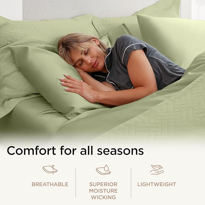 Threadmill Luxury Cotton Blankets for King Size Bed | All-Season Cozy 100% Cotton King Blanket | Criss Cross Soft & Lightweight Coverlet fits California King Size Bed, 104x92 | Sage Green