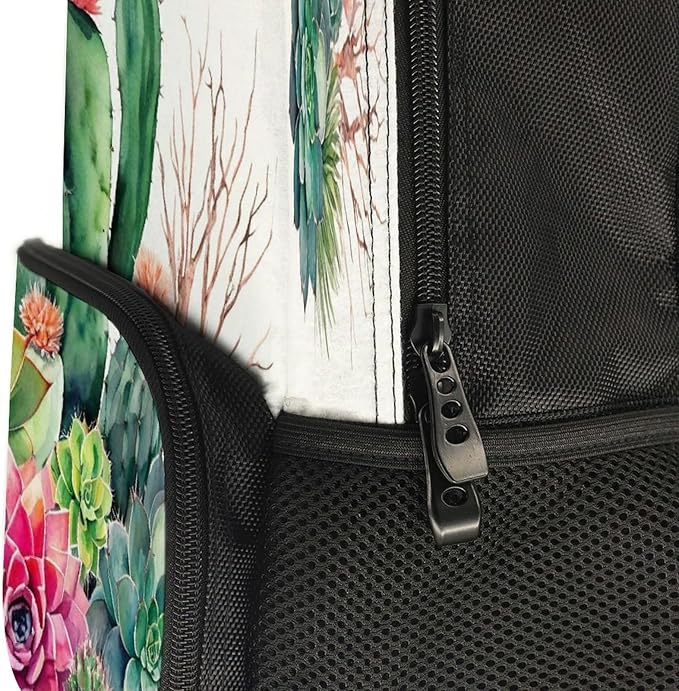 Backpack Polyester Multipurpose Anti-Theft Natural Cactus In Boho Style Flowers Twigs Cactus Shoulder Bag Big Capacity Gym Outdoor Hiking Backpack With Padded Straps