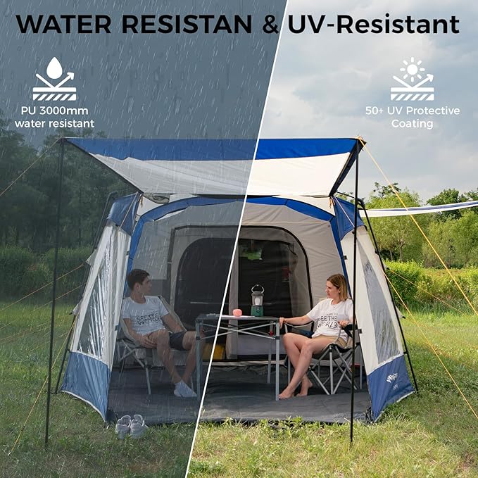 KingCamp SUV Tent, Instant 6-8 Person Waterproof & Windproof Tailgate Car Camping Tent with Movie Screen for Family Camping & Outdoor Adventures
