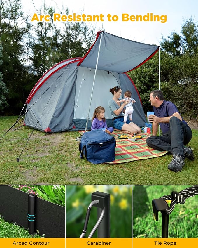 Landscape Edging Metal Stakes - 20 Pcs, 10 Inch Garden Landscape Stakes, High Carbon Steel Landscape Anchoring Stakes for Flowerbed Edging, Outdoor Tent and Landscape Edging Coil