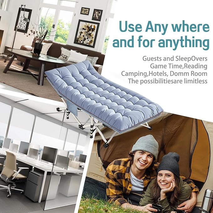XXL Camping Cots 2 Pack Extra Large Sleeping cots with Comfortable Mattress Oversize Camping Bed for Adults Cots Include Carry Bag for Adults Portable Cot Easy to Set Up Indoor Outdoor Office Nap