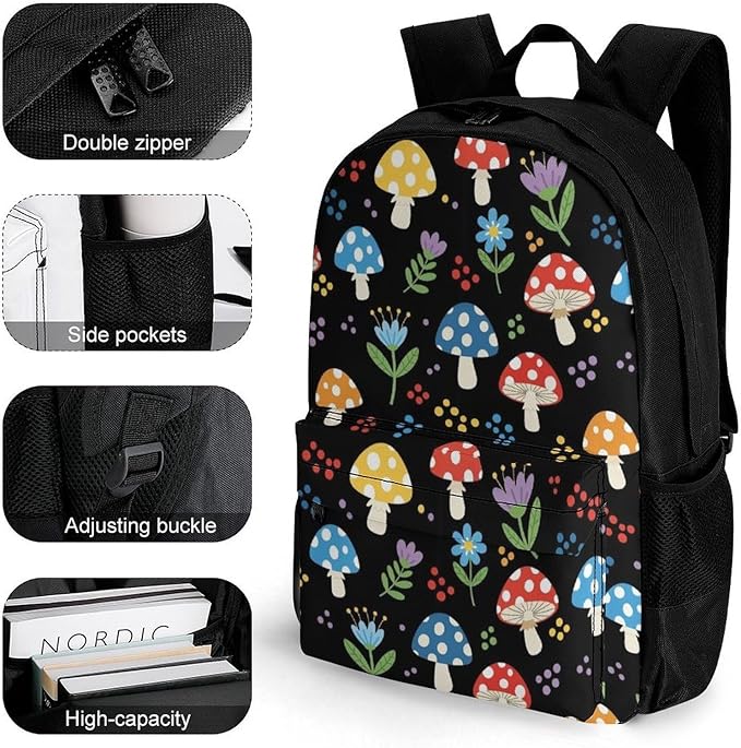 Casual Daypack Mushroom Trekking Travel Hiking with Climbing Shoulder Bag, Shoulder Book Bags
