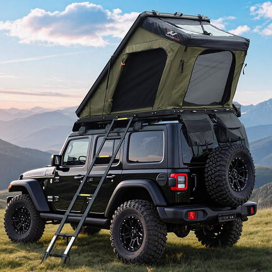Naturnest Rooftop Tent Hard Shell, Easy Set Up Pop Up Tent for 2 Person Camping, Waterproof UV-Resistant Blackout Privacy 4 Season Tent for Truck, Jeep, SUV, Van, Trailer - Polaris 2