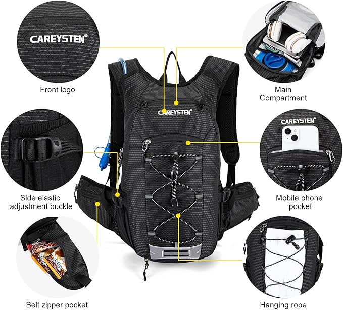 Hydration Backpack Cycling Backpack Women Running Backpack Water Backpack for Hiking Biking Backpack for Men Equipped with 2L Water Bag