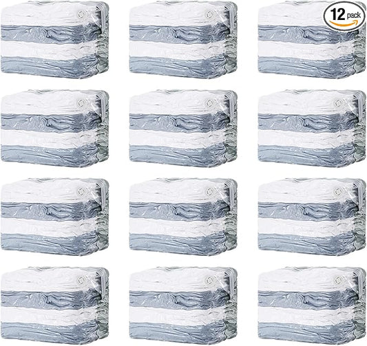 TAILI 12 Pack Vacuum Storage Bags, Space Saver Bags, Jumbo Cube 31x40x15 Inch, Extra Large Vacuum Seal Bags for Comforters, Blankets, Bedding, Clothing, Space Saving Closet Organization, Cream
