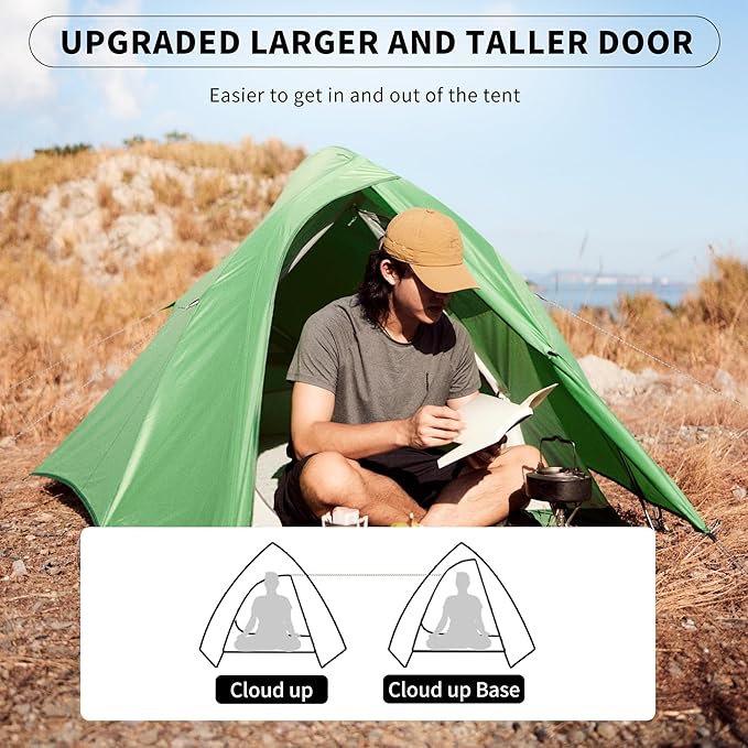 Naturehike Cloud Up 1 Person Tent, Lightweight Backpacking Tents for One Man, Waterproof Ultralight One Person Tent for Camping Hiking Backpacking