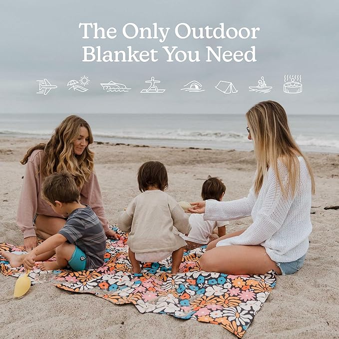Nomadix Festival Blanket - Perfect for Picnics, Camping, & Lawn Seating - Plush Top & Water Resistant Base - Made with Post Consumer Recycled Materials - Hula Multi - 60x72