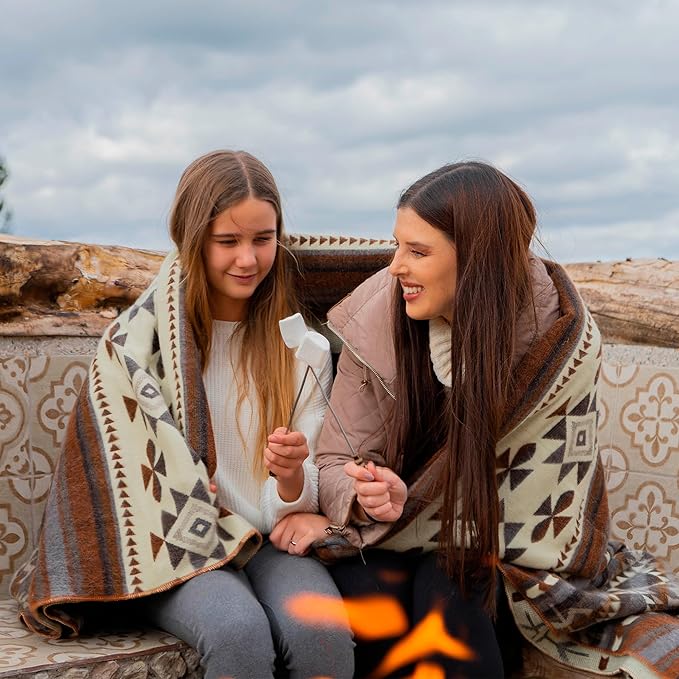 Alpaca Blanket - Premium Alpaca Wool Throw Blanket for Cozy Comfort - Warm Alpaca Wool Blanket - Variegated - Made by Artisans in The Heart of The Mountains of Ecuador