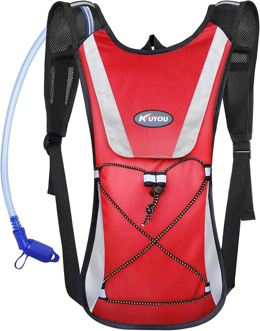 KUYOU Running Hydration Vest - Lightweight Insulated Hydration Backpack with 2L Water Bladder, Adjustable Chest Straps and Reflective Water Backpack for Running Marathon Race Hiking Cycling