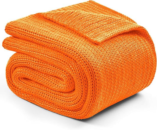 L'AGRATY Knitted Weighted Blanket - 48"x72" 12lbs Cooling Chunky Knit Heavy Blanket for Adults Braided Crochet Throw Thick Cable Yarn Knit Decorative No Beads Evenly Weighted Machine Washable