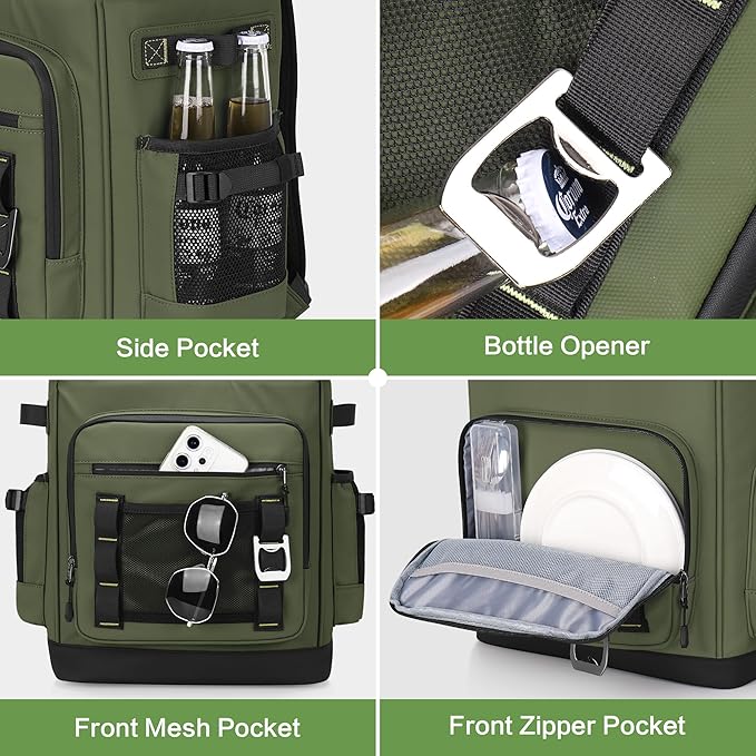 Insulated Cooler Backpack, 40L Expandable Leakproof Waterproof, Dual Compartments (23L+17L) with Expandable Upper Section, Portable for Beach Camping Picnic Travel