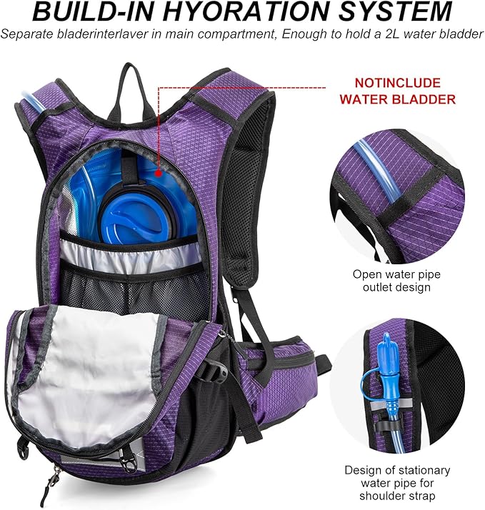 Hydration Backpack Cycling Backpack Women Running Backpack Water Backpack for Hiking Biking Backpack for Men Equipped with 2L Water Bag