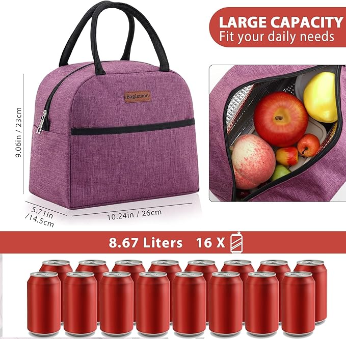 Insulated Lunch Bag for Women Men, Lunch Containers Reusable High Capacity Lunch Tote Bags for Work Picnic