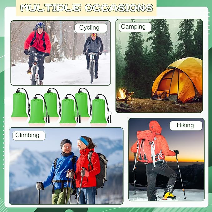 Qunclay 24 Set Emergency Sleeping Bag Survival Bivvy Sack Blanket with Whistles Lightweight Portable Thermal Survival Bag Thick with Hood Extension Nylon Stuff Sack for Camping Hiking Outdoor