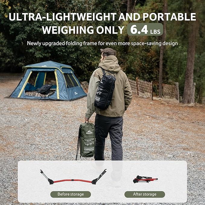 Naturehike ArmyWild Folding Camping Cot, Height Adjustable Ultralight Backpacking Cot, Portable Camping Bed for Camping Hiking Travel Home