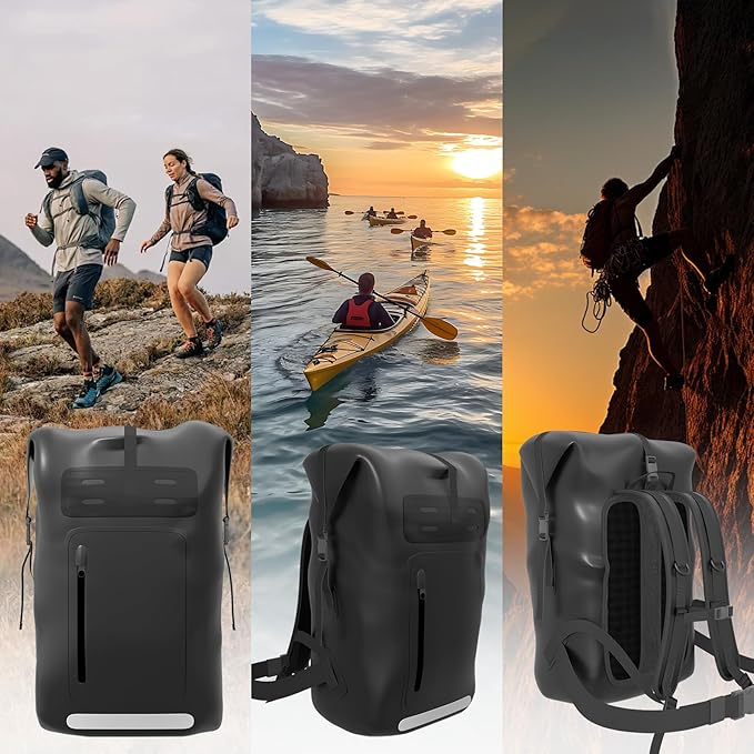 Waterproof Backpack，Heavy Duty Hiking Backpack，35/55/85L dry bag backpack waterproof for Men，Roll-Top Closure，for Kayaking, Travel, Hiking, Fishing, Camping, Motorcycles (yellow, 55L)