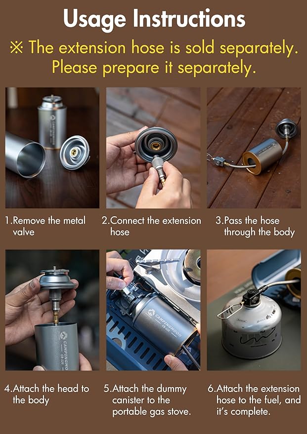 CAMPINGMOON Butane Stove Adapter w/Cassette Gas Can Shape for Standard Camping Canister with EN417 Lindal Valve Small Propane Tank BKCB-250 (Gas not included)
