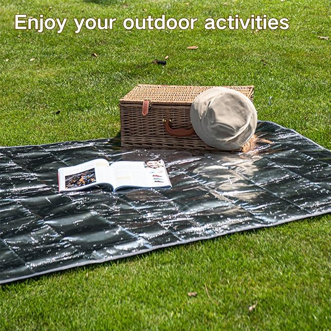 Naturehike Aluminum Foil Foldable Picnic Blanket, Ultralight Ground Sheet Mat, Waterproof Camping Tarp, Foldable Sleeping Pad for Outdoor Picnic,Camping,Beaches, Storage Bag Included (L)