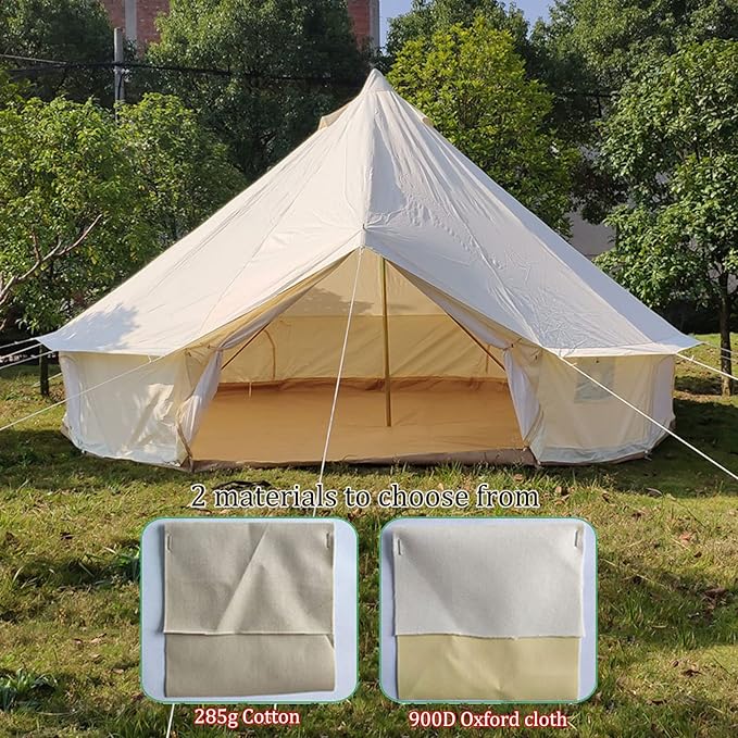 GeRRiT Camping Tent 3M & 4M Outdoor Waterproof Tent, Large Cotton Canvas Tent Yurt, 4 Seasons Frame Tent