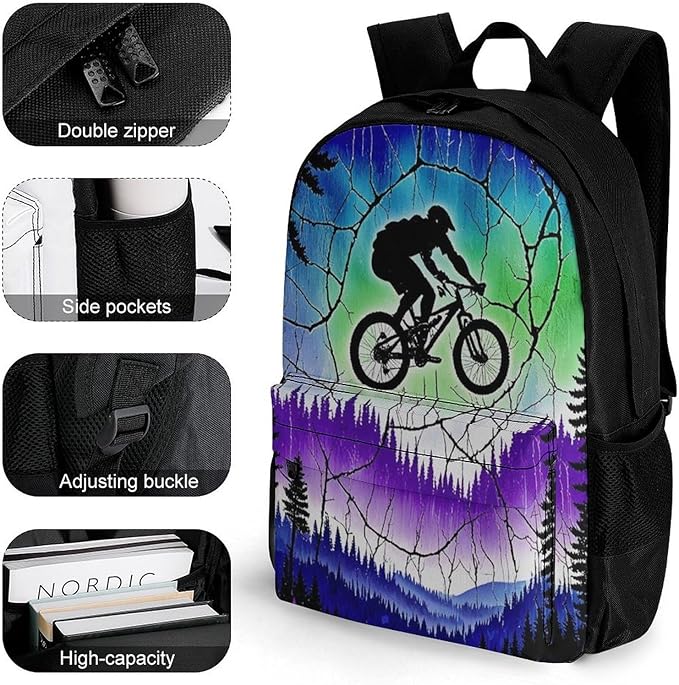 Supdreamc Lightweight Daypack Bookbag for Trekking Business Walking Cycling, Big Capacity Anti-Theft Multipurpose Carry On Bag, Over The Mountains Motorcycle Motocross Art Business Computer Bag