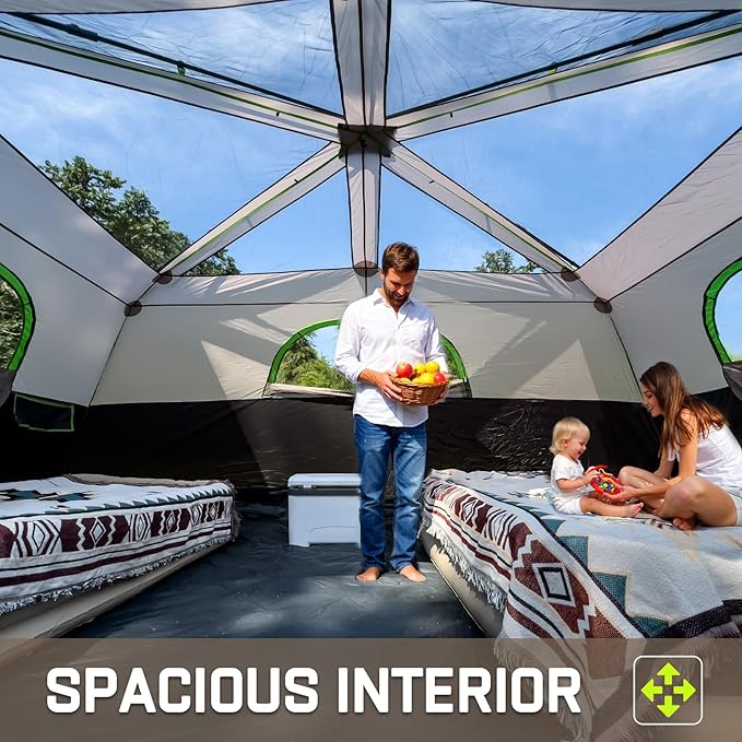 4/6/8/10 Person Instant Tent, Waterproof Pop Up Tents for Camping with Rainfly, 60 Seconds Easy Setup, Automatic Cabin Tent for Family Camping with Expandable Carry Bag & Upgraded Ventilation