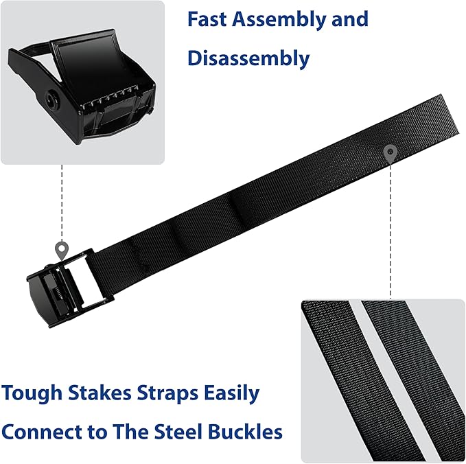 Trampoline Stakes Tent Garden Stake Heavy Duty Trampoline Parts Tent Canopies, Carports,Swing Sets Stake Corkscrew Shape Steel Stakes Anchor Kit,Bonus 4 Strong Belt,Black