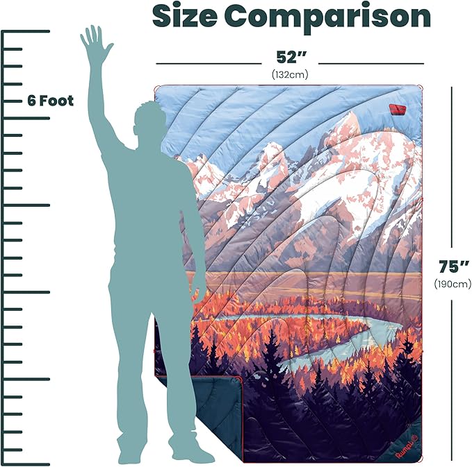 Rumpl Original Puffy Grand Teton National Park Blanket for Camping and Outdoors, V2, Grand Teton