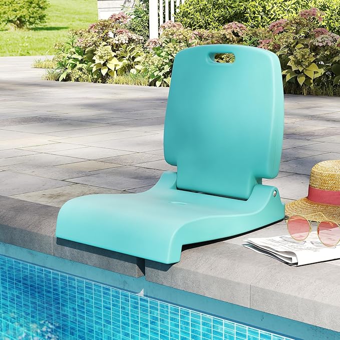 GYMAX Foldable Poolside Chairs for Edge of Pool, Portable Pool Chair with Handle, Drainage Hole, Lightweight Folding Flip Seat for Beaches, Camping, Fishing, Tailgating, Lawn (Mint Green,1)