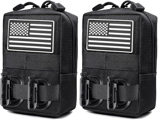 2 Pack Tactical Molle Pouch - Premium Durable Utility Bag for Military, Hiking, Camping, Hunting, EDC & Duty Belts, Backpacks and Vests