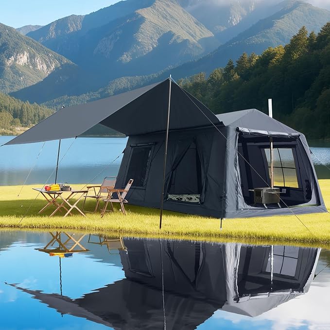 Inflatable Tents for Camping, Large Blow Up Tent with Hand Pump, Easy Setup InflatableTent 4 Season Tent, Waterproof Oxford Air Glamping Tents for Camping Adult 4/6/8/10/12 Person