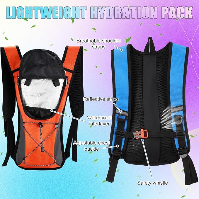 Chunful 6 Pack Running Hydration Backpack Lightweight Water Backpack Essential for Festivals Rave Hydration Pack with 2L Hiking Water Bladder for Adult Running Cycling Climbing Hiking