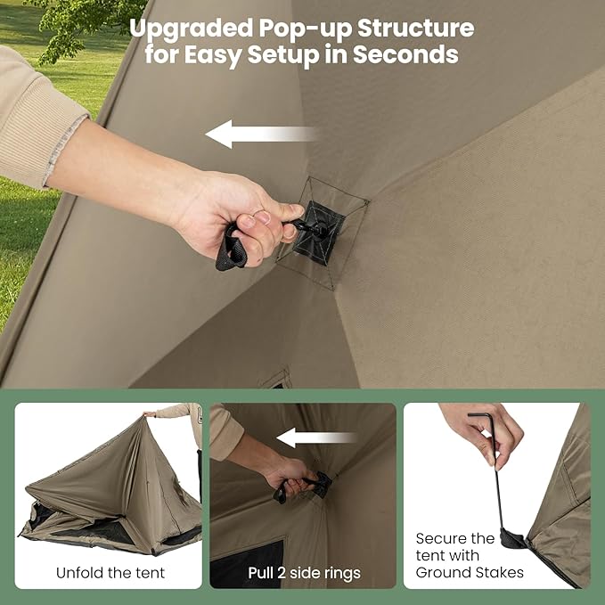Goplus 4-6 Person Pop Up Camping Tent, Dome Instant Tent w/Visible Skylight, Removable Rainfly, 3 Zippered Mesh Doors & Windows, Carrying Bag, Outdoor Easy Setup Waterproof Family Tent for Backpacking