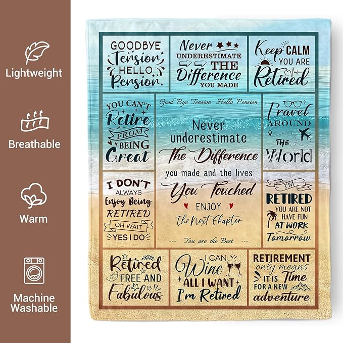 Retirement Gift for Woman, Retired Gifts for Women Men, Retirement Blanket for Women, Soft Blanket for Couch Bed 60"x50"