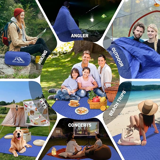 Outdoor Waterproof Camping Blanket, Foldable Fleece Stadium Blanket for Outdoor Sports Event, Camping, Picnics