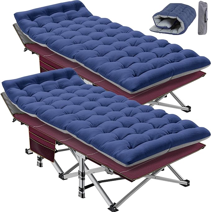 Slsy Folding Camping Cot for Adults with Pad, Padded Portable Sleeping Cots, Camp Bed with Carry Bag for Outdoor Travel, Beach, Hiking