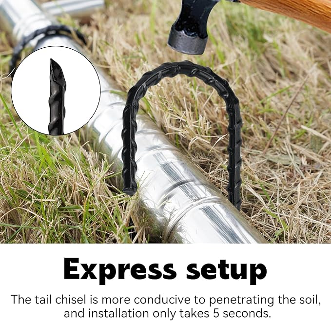 16 Inch J-Hook Rebar Stakes, HeavyDuty Anti-Rust Ground Anchors for Chainlink Fence, Garden Dog Fence, Sports nets, Camping Tent, Etc (20 Pack)