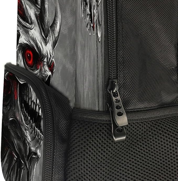 Lightweight Rucksacks for Camping Picnic Walking Cycling, Large Capacity Multipurpose Anti-Theft Carry On Bag, Vintage Red Eyes Skeleton Skull King Travel Hiking Camping Rucksack
